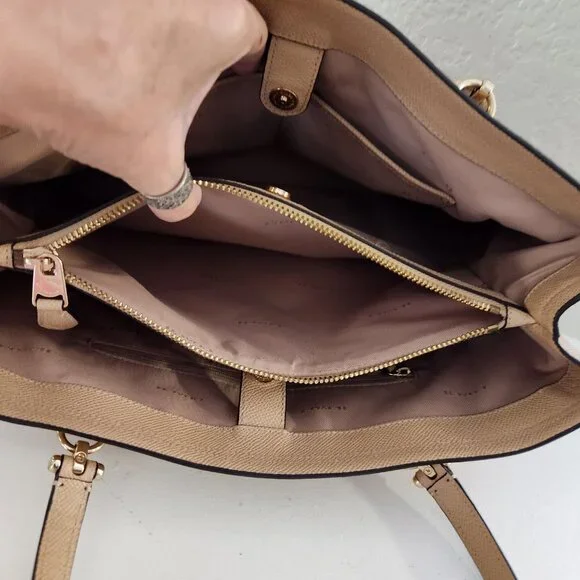 Euc Coach Kitt Carryall Tan Leather Shoulder Bag Handbag